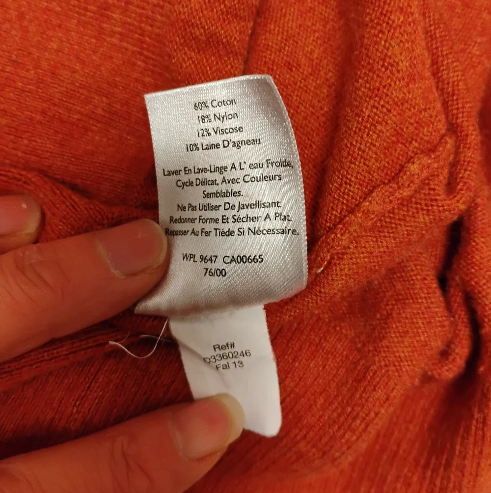 Eddie Bauer Women's Burnt Orange Cardigan Sweater Cotton Lambswool Size XL